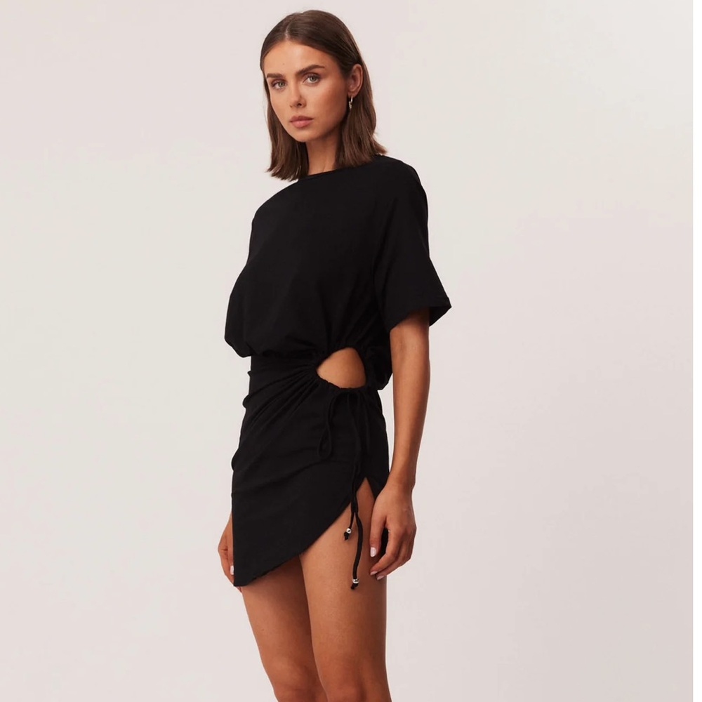 NWT SNDYS. Lola Mini Dress in Black - Small Flaw